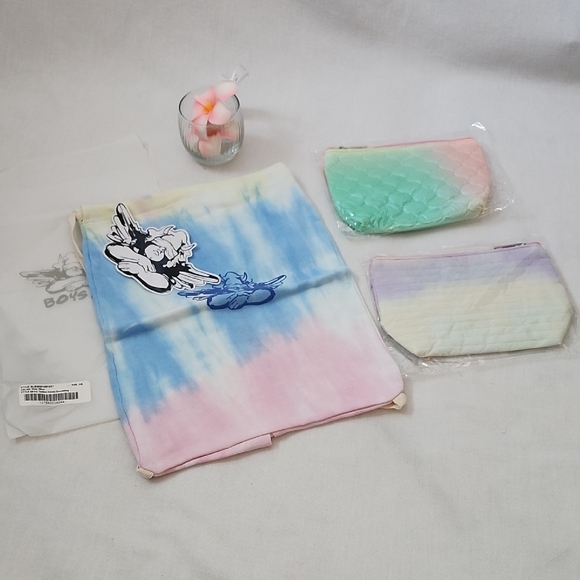 Boys Lie Handbags - Boys Lie Cotton Candy Tye Dye Tote with Pastel Cosmetics Pouches